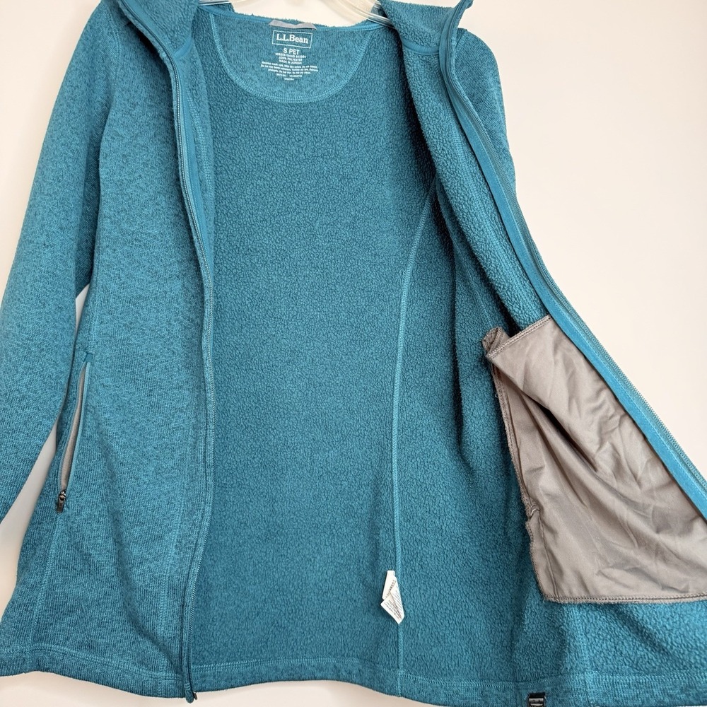 LL Bean Sweater Fleece‎ Jacket Women's SZ- S Petite deep blue-green Full Zip - Picture 4 of 16